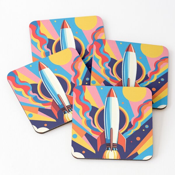Item preview, Retro Colorful Rocket Launch – Cosmic Space Illustration designed and sold by Dogandesighn.