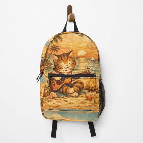 Item preview, Campfire romance on the beach, vintage cat picture designed and sold by Mauswohn.