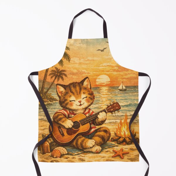 Item preview, Campfire romance on the beach, vintage cat picture designed and sold by Mauswohn.