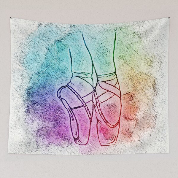 Item preview, Rainbow Ballet Pointe Shoes Sketch Art designed and sold by Hen-C-Art.