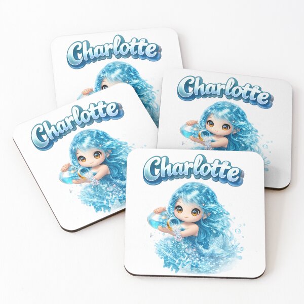 Item preview, Charlotte Aquarius – Zodiac Water Fairy Cute Name Art designed and sold by AlexLineArt.