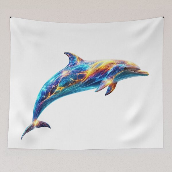 Item preview, Neon Abstract Dolphin Art – Colorful Energy Wave Ocean Animal Illustration designed and sold by GloriousArtSKD.