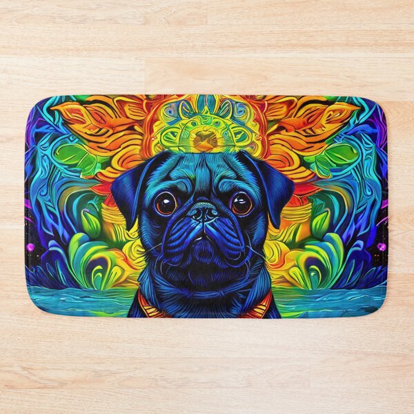 Item preview, Psychedelic pug in front of a colorful mandala designed and sold by Mianku | Für das Leben.