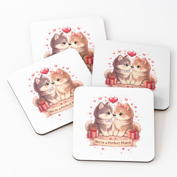 Item preview, We’re a Perfect Match – Kawaii Wolves designed and sold by kimkosovo.