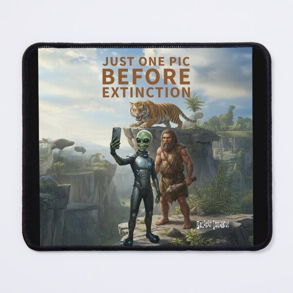 Item preview, Alien Time Traveler Taking a Prehistoric Selfie: Before Extinction designed and sold by Fragmented Murmurings.