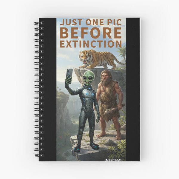 Item preview, Alien Time Traveler Taking a Prehistoric Selfie: Before Extinction designed and sold by Fragmented Murmurings.