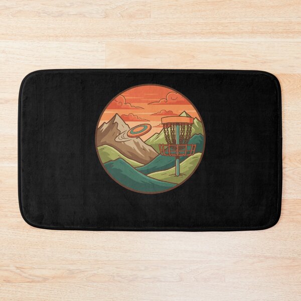 Item preview, Mountain Sunset Disc Golf Basket Flying Disc Scene designed and sold by LuminOrb.