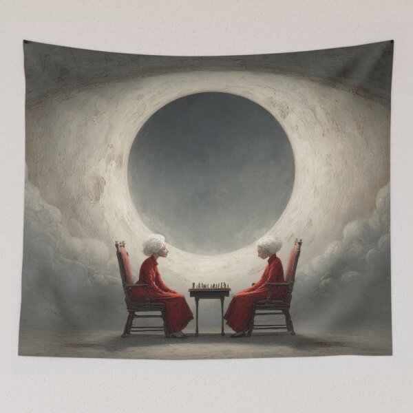 Item preview, Two people play chess in a room designed and sold by anytka.