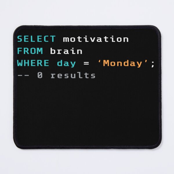 Item preview, Funny SQL Monday Motivation Coding Joke designed and sold by IvayloUzunov.