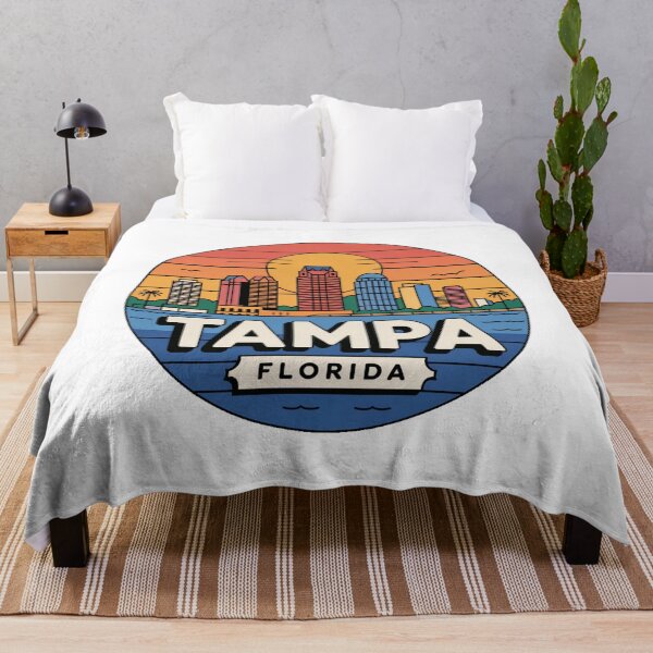 Item preview, Tampa Florida Colorful Sunset - Retro Tropical Cityscape & Palm Trees designed and sold by CircinusStore.