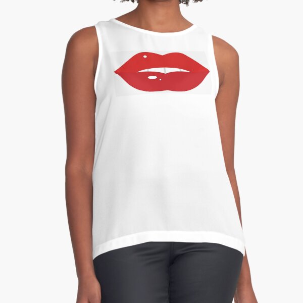 Woman's Red Lips Sleeveless Top