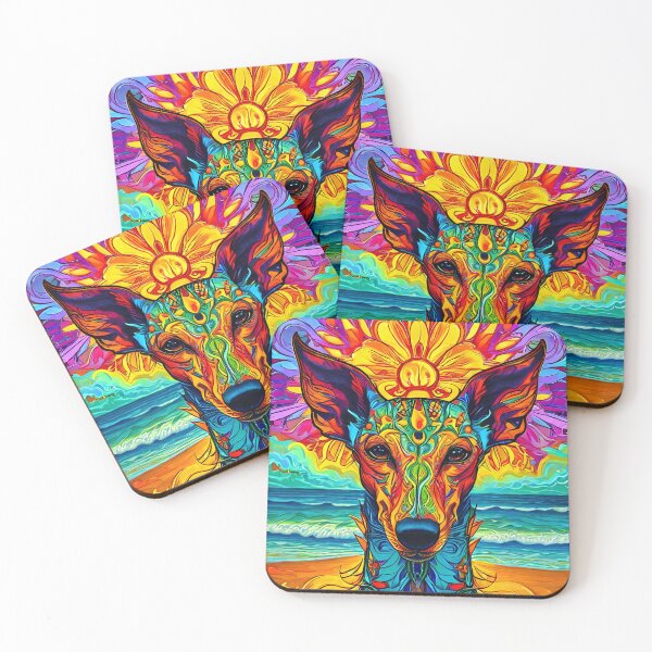 Artikelvorschau, Psychedelischer Windhund am Strand Kunstwerk entworfen und verkauft von Mianku | Für das Leben.