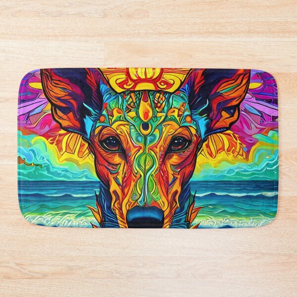 Artikelvorschau, Psychedelischer Windhund am Strand Kunstwerk entworfen und verkauft von Mianku | Für das Leben.