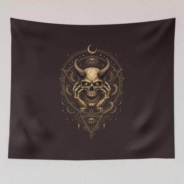 Item preview, Occult Horned Skull Sigil – Dark Gothic Esoteric Symbol Art designed and sold by Sksticker991.