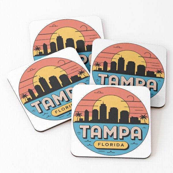 Item preview, Tampa Florida Retro Sunset - Palm Trees & Urban Silhouette designed and sold by CircinusStore.