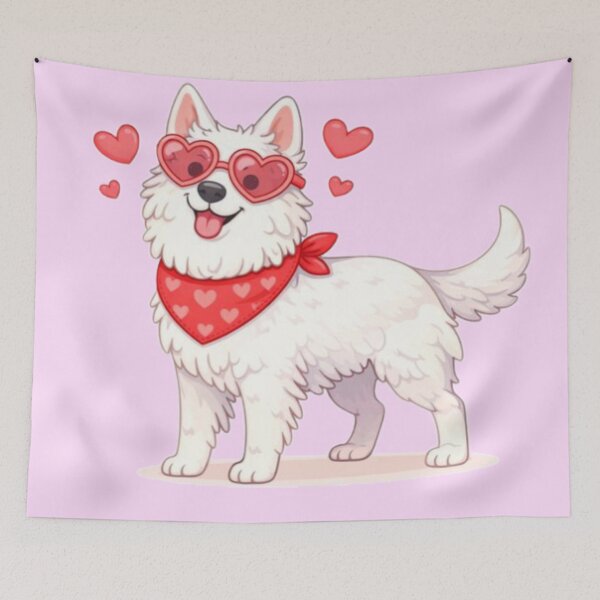 Item preview, Cute White Swiss Shepherd in Love – Minimal Valentine Dog Illustration designed and sold by GoodyPaws.