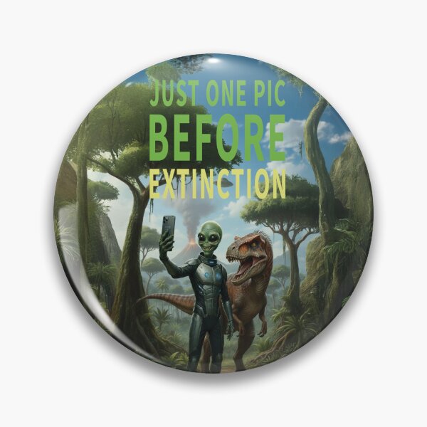 Item preview, Alien Time Traveler Taking a Prehistoric Selfie with a Velociraptor: Before Extinction designed and sold by Fragmented Murmurings.