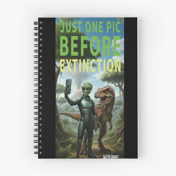 Item preview, Alien Time Traveler Taking a Prehistoric Selfie with a Velociraptor: Before Extinction designed and sold by Fragmented Murmurings.