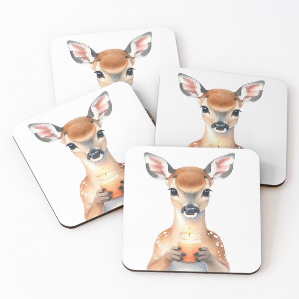 Item preview, Cute Watercolor Deer Holding a Glowing Scented Candle designed and sold by takeng07.