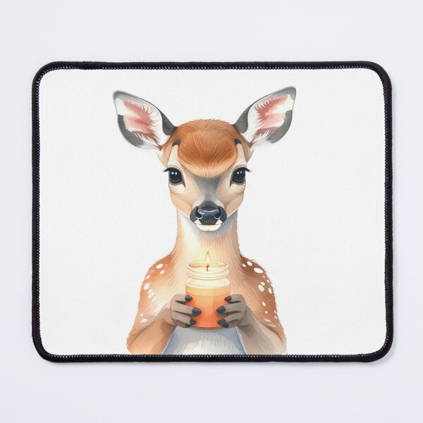 Item preview, Cute Watercolor Deer Holding a Glowing Scented Candle designed and sold by takeng07.