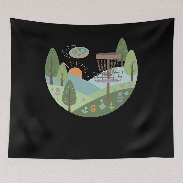 Item preview, Sunset Disc Golf Basket Flying Disc Scene Hills designed and sold by LuminOrb.