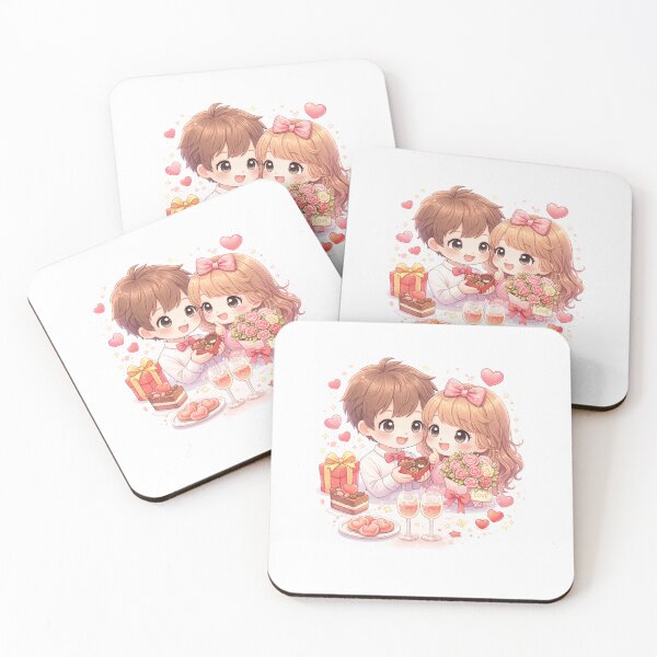 Item preview, Kawaii Valentine Couple – Sweet Love Date designed and sold by kimkosovo.