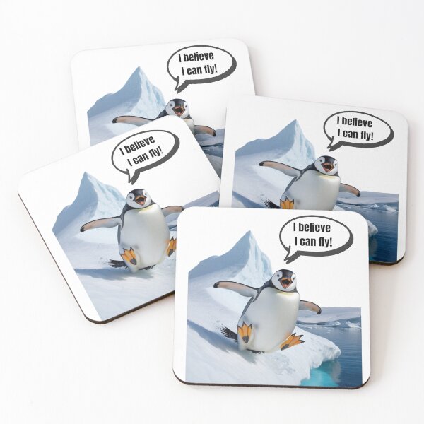 Item preview, I Believe I Can Fly – Funny Penguin designed and sold by JustFunnyStuff.