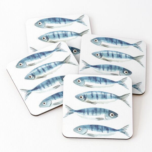 Item preview, Watercolor Sardines Fish Illustration designed and sold by Gourmet Neko Art | .