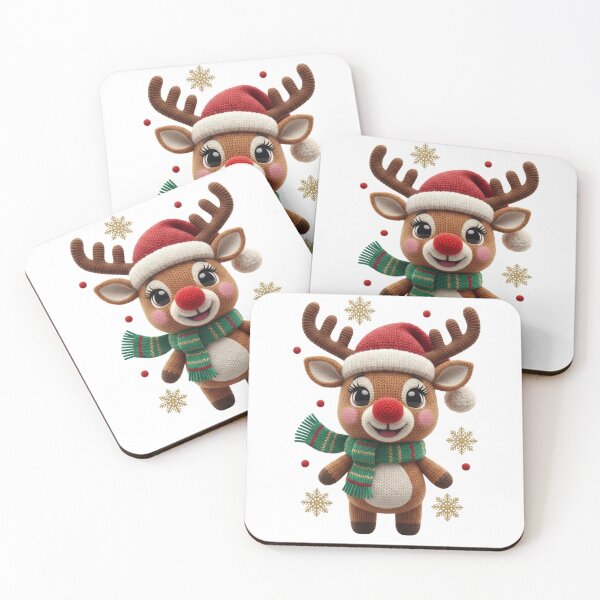 Item preview, Cute Crochet Reindeer Illustration – Kawaii Christmas Yarn Doll, Cozy Holiday Winter Art designed and sold by Cute Kawaii Studio.