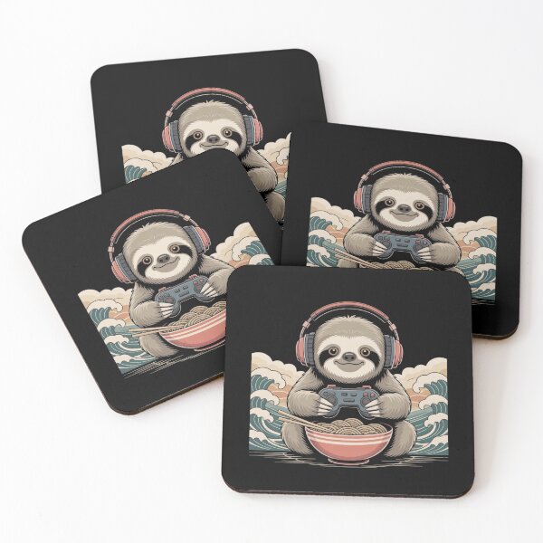 Item preview,  Kawaii Japanese Ramen Sloth Retro Gaming Shirts for Men Women designed and sold by ZACK ART.