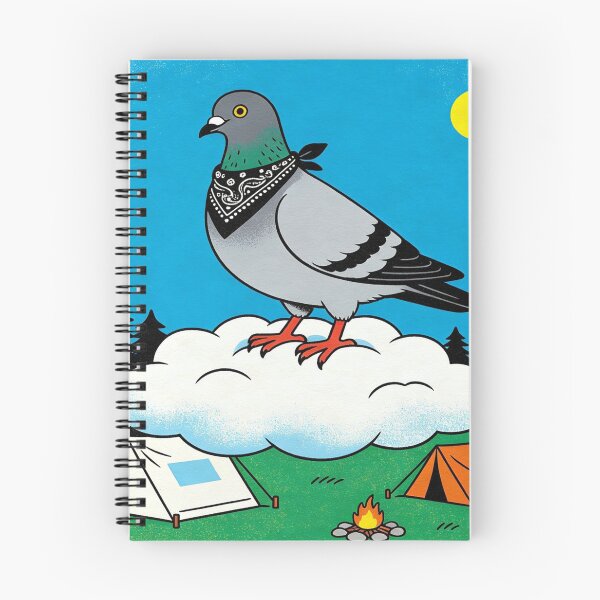 Item preview, The Bandana Pigeon Hiker: Vintage Camping Cloud Rider - Retro Risograph Style Nature Art designed and sold by Cherrydora.