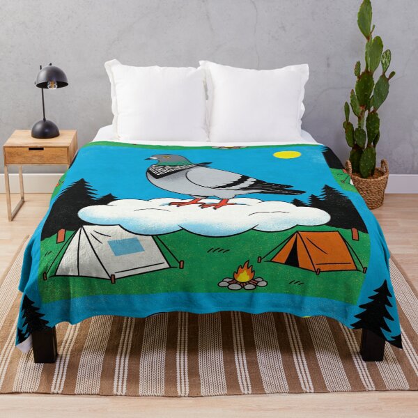 Item preview, The Bandana Pigeon Hiker: Vintage Camping Cloud Rider - Retro Risograph Style Nature Art designed and sold by Cherrydora.