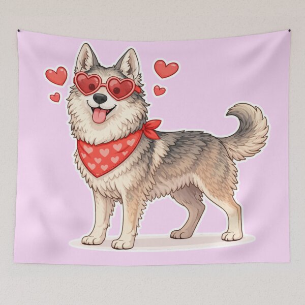 Item preview, Cute Czechoslovakian Wolfdog in Love – Minimal Valentine Dog Illustration designed and sold by GoodyPaws.