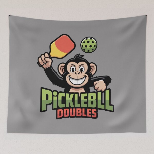 Artikelvorschau, Pickleball-Schimpansen-Doppel: Lustiges Schimpansen-T-Shirt entworfen und verkauft von Grang Art Artistic Designs.