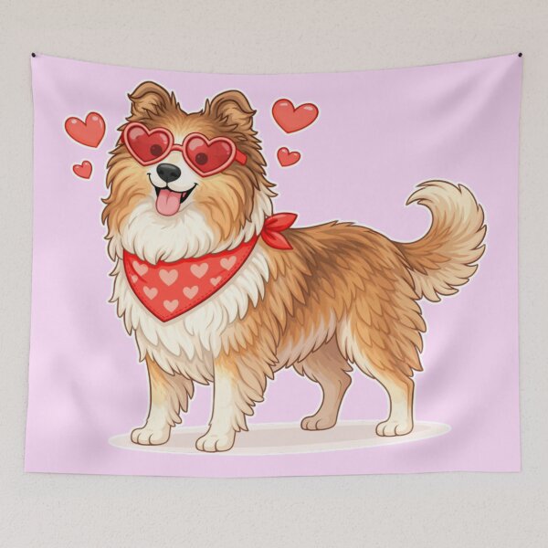 Item preview, Cute Rough Collie in Love – Minimal Valentine Dog Illustration designed and sold by GoodyPaws.