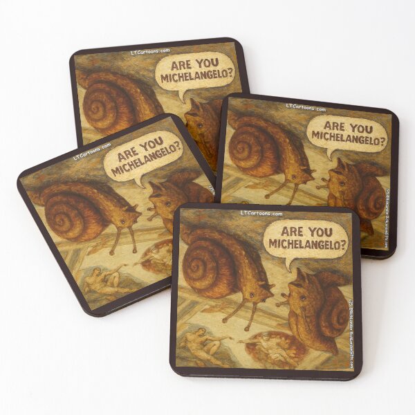Item preview, Inquisitive Snail & Michelangelo Parody Cartoon – LT Cartoons designed and sold by Rick London Gifts.