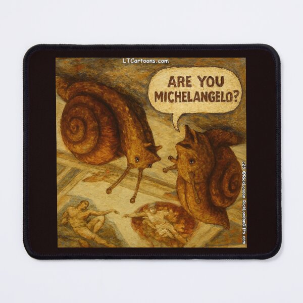 Item preview, Inquisitive Snail & Michelangelo Parody Cartoon – LT Cartoons designed and sold by Rick London Gifts.