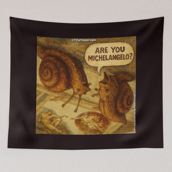 Item preview, Inquisitive Snail & Michelangelo Parody Cartoon – LT Cartoons designed and sold by Rick London Gifts.