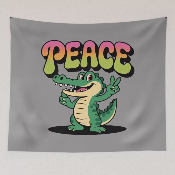 Item preview, Peace Alligator Retro Cartoon: Funny Alligator Animal T-Shirt designed and sold by Grang Art Artistic Designs.