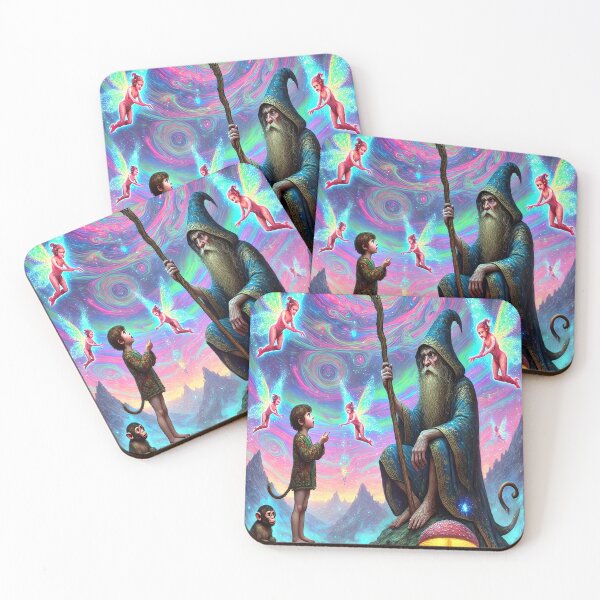 Item preview, Psychedelic Wizard Art Print: The Fairy Lesson designed and sold by TreeWyzard Creations.