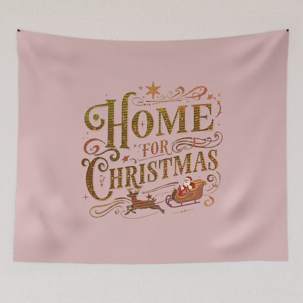 Item preview, Home for Christmas Vintage Glitter Sleigh Art | Holiday Typography Design designed and sold by phiawdesign9.