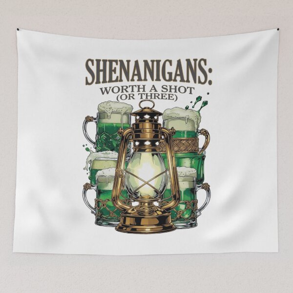 Item preview, Worth a Shot Lantern Toast Graphic Tee | Playful Shenanigans Emerald Brew Pub Celebration Shirt designed and sold by YMLux.