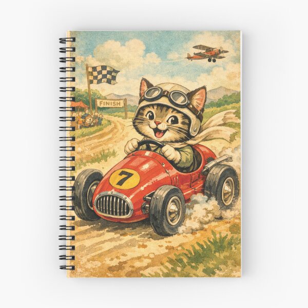 Item preview, Cute cat in a race car, retro designed and sold by Mauswohn.