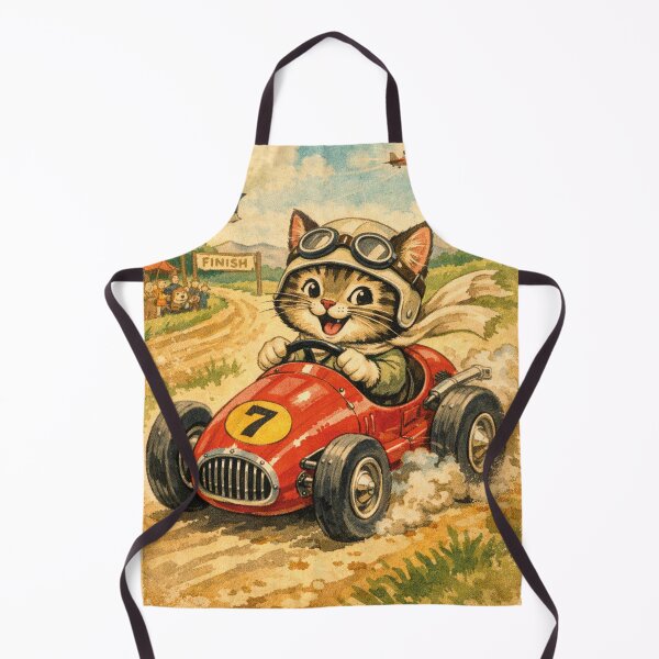 Item preview, Cute cat in a race car, retro designed and sold by Mauswohn.