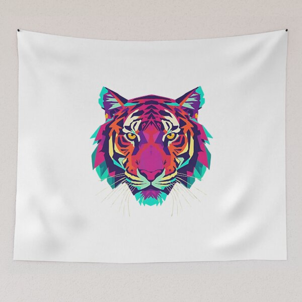 Item preview, Vibrant Geometric Tiger Art designed and sold by Kavya Art.