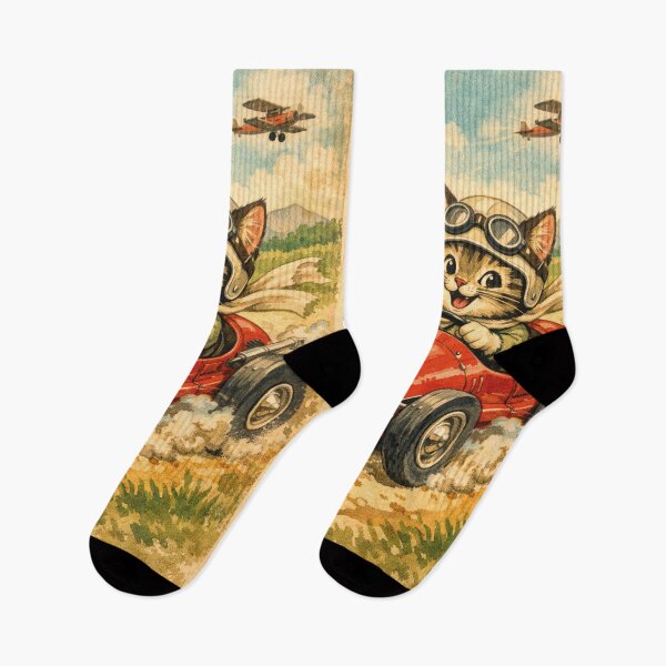 Item preview, Cute cat in a race car, retro designed and sold by Mauswohn.