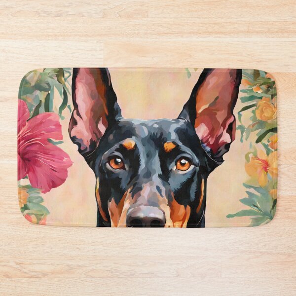 Item preview, Doberman portrait amidst tropical floral splendor designed and sold by Mianku | Für das Leben.