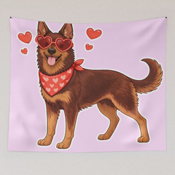 Item preview, Cute Australian Kelpie in Love – Minimal Valentine Dog Illustration designed and sold by GoodyPaws.