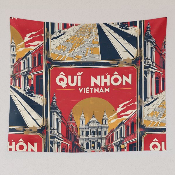 Item preview, Qui Nhon Vietnam 1950s Retro Poster Tourism designed and sold by TravelersGems.