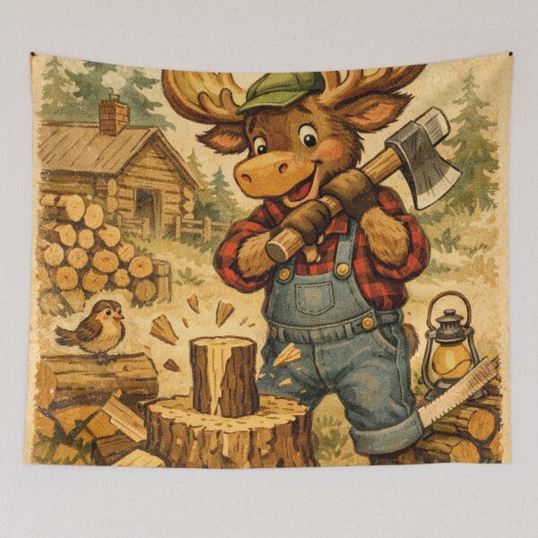 Item preview, A cool lumberjack moose, vintage illustration designed and sold by Mauswohn.